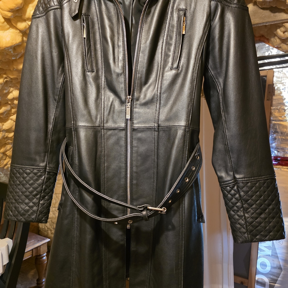 Anne Klein Black Leather Coat